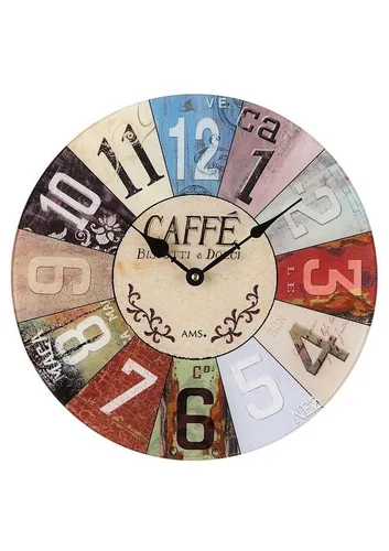 AMS Wanduhr 9424 - Quarzuhr im Caféhaus-Stil - Wohnaccessoires, verleiht Ihrem Wohnbereich ein besonderes Flair und ist ideal für Wohnzimmer, Esszimmer, Küche und Büro.