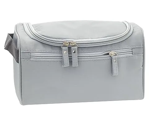 ONEGenug Kulturbeutel Reise Kulturtasche Herren & Damen Kosmetiktasche Zum Aufhängen Waschtasche für Jungen & Mädchen Grau