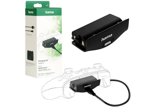 Hama USB Ladeset für XBOX Serie X S Wireless Controller Controller-Ladestation (Akku + Ladekabel, Spar-Set, Set Akku + USB-C Ladekabel Ladegerät LED Ladeanzeige Spielen + Laden)