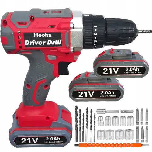 21V Akku Bohrschrauber Set mit 2 Akkus und Ladegerät, Werkzeugtasche