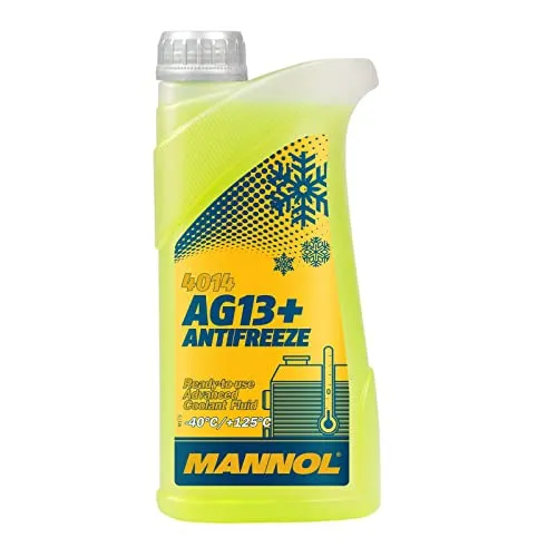 MANNOL 4014 AG13+ Antifreeze 1 Liter - Hochwertiger Kühlerfrostschutz für Autos, schützt effektiv vor Frostschäden und Korrosion. Ideal für verschiedene Fahrzeugmarken und -modelle.