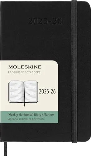 Moleskine Wochenkalender 2025-2026 - Alben: 18-Monats-Horizontal-Wochenplaner mit edlem Hardcover, elastischem Verschluss und praktischem Lesezeichen für eine stilvolle Organisation.