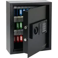 HMF Schlüsseltresor mit Elektronikschloss – 48 Haken, Zahlencode, Schwarz