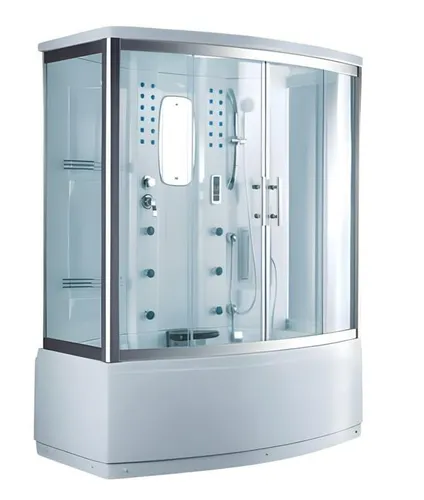Wellnessdusche Massageduschkabine 170x88 cm mit LED - Duschkabine mit integrierten Massagedüsen und stimmungsvollen LED-Lichtern. Ideal für moderne Badezimmer, bietet eine entspannende Dusche. Maße: 170 x 88 x 220 cm, gefertigt aus hochwertigem Acryl und Aluminium.