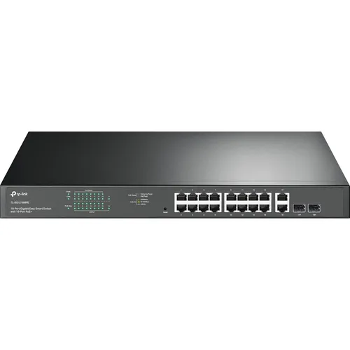 TP-Link TL-SG1218MPE 16-Port Gigabit PoE+ Easy Smart Switch - Sonstiges Serverzubehör, ideal für kleine und mittlere Unternehmen mit 16 PoE+-Ports für die einfache Stromversorgung von IP-Geräten und einer Gesamtleistung von 192W.
