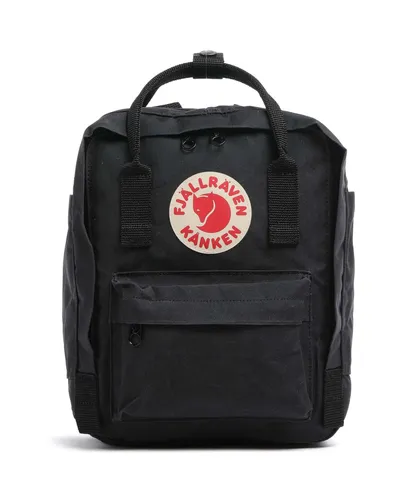 Fjallraven Kanken Mini-Rucksack Schwarz - Kompakter 7L Rucksack aus strapazierfähigem Nylon und Leder, ideal für den täglichen Gebrauch oder Ausflüge.