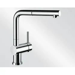 Blanco Linus-S-F Chrom Hochdruckarmatur - Armaturen mit Ausziehauslauf und einem praktischen Schwenkbereich von 140°, ideal für Vor-Fenster-Montage und flexibles Arbeiten in der Küche.