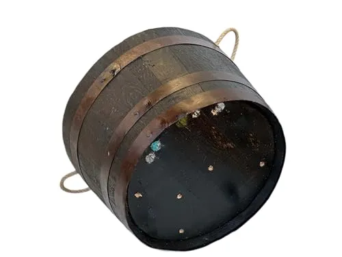 Temesso Halbes Whiskyfass - Geölt mit Schlaufen - Halbes geöltes Whiskyfass aus massiver Eiche, ideal für Garten oder Terrasse. Durchmesser: ca. 65 cm, Höhe: 40 cm, frostsicher und witterungsbeständig. Ein einzigartiges Dekorationselement mit Geschichte!