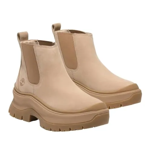 Timberland Roxie Lanemid Chelsea Boot - Damen Chelseaboots in light beige nubuck, sportlich und robust mit leicht profilierter Sohle für besseren Halt – ideal für Business und Freizeit.