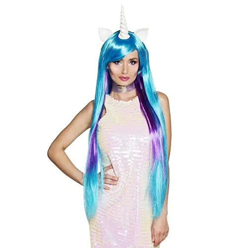 Boland Einhorn Kostüm-Perücke mit Sternenschweif - Kostüm-Perücke mit extra langen Haaren, Horn und Ohren, perfekt für Karneval und Mottopartys, aus 100% Polyester für hohen Tragekomfort.