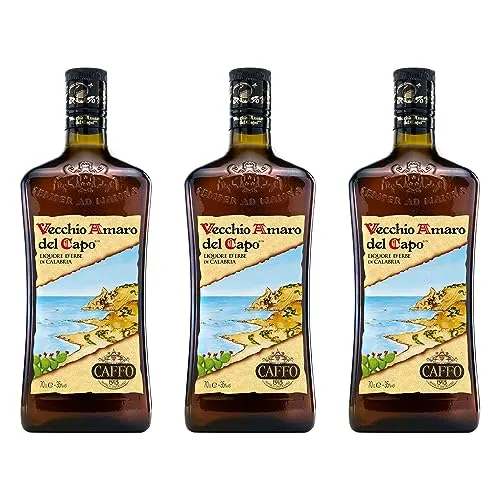 Vecchio Amaro Del Capo Kräuterlikör 3er Set - Kalabrischer Kräuterlikör im praktischen 3er Set, ideal für gesellige Abende und als Geschenk, 35 % Alkohol, 3 x 700 ml
