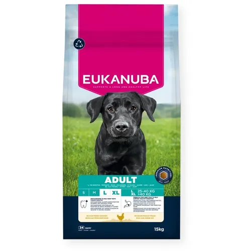 EUKANUBA Adult Großrasse Huhn 15kg - Premium Hundefutter - Hundefutter für große Rassen, reich an frischem Huhn, fördert gesunde Muskulatur und ein glänzendes Fell, 15 kg
