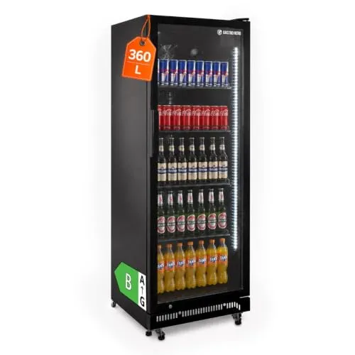 GastroHero Getränkekühlschrank 360 L, 5 Böden, Schwarz GKSE360