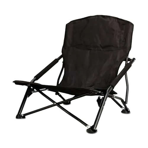 Spetebo Strandstuhl schwarz klappbar mit Tragetasche - Camping-Stuhl, leicht und tragbar mit 110 kg Belastbarkeit, perfekt für Strand, Garten und Festivals.