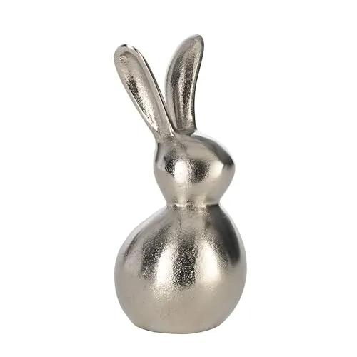 EGLO LIVING Osterdeko Hase Engaru, Deko Figur Ostern Frühling, Frühlingsdeko Osterhase minimalistisch, Tischdeko Osterfigur aus Aluminium in Silber, 19 cm
