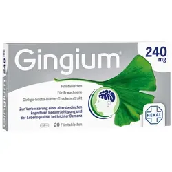Hexal GINGIUM 240 mg Filmtabletten - Pflanzliches Arzneimittel mit Ginkgo-Extrakt zur Unterstützung der geistigen Leistungsfähigkeit. Gut verträglich und einfach einzunehmen, ideal für Erwachsene.