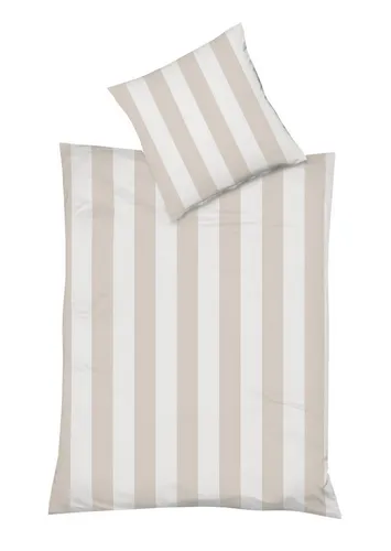 fleuresse Mako-Satin Bettwäsche 240x220 Streifen beige - Exklusive 3-teilige Bettwäsche aus 100% merzerisierter Baumwolle mit elegantem Seidenfinish. Hautsympathisch, waschbar bis 60°C und trocknergeeignet - ideal für höchsten Schlafkomfort.