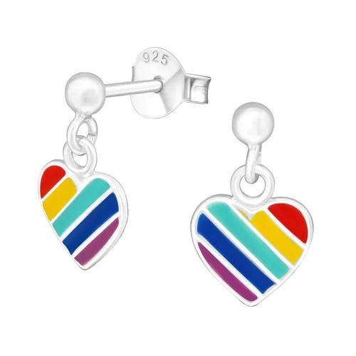 Herz Kinder Ohrringe aus 925 Silber für Mädchen - Wunderschöne handgefertigte Ohrstecker aus nickelfreiem 925 Silber. Ideal als Geschenk für besondere Anlässe. Perfekt für kleine Mädchen und sorgt für glänzende Augen!