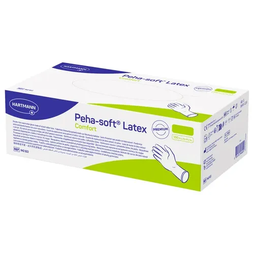 Paul Hartmann AG Latexhandschuhe Hartmann Peha-Soft comfort L weiß puderfreie Latexhandschuhe weiß, unsteril, 100 Stück/Box 9420230