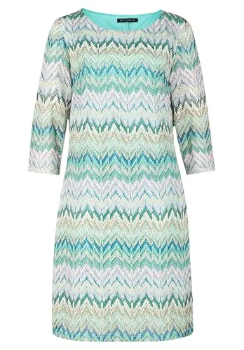 Betty Barclay Damen Etuikleid mit 3/4 Arm - Elegantes Etuikleid in Khaki-Blau mit U-Boot-Ausschnitt und 3/4-Ärmeln. Ideal für festliche Anlässe, schmeichelt der Figur und besticht durch einen raffinierten Mustermix.