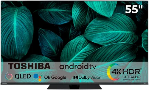 Toshiba 55QA7D63DG - 55 Zoll 4K Ultra HD LED-Fernseher, Smart-TV mit Android und Dolby Atmos für beeindruckendes Entertainment