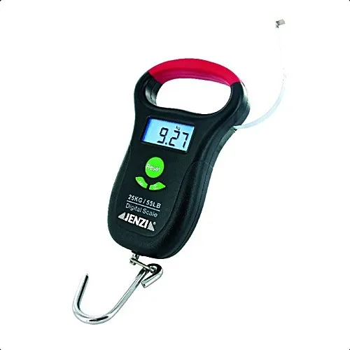 Jenzi Digitale Fischwaage bis 25kg mit Maßband - Waagen für Angler, präzise digitale Messung bis 25kg und inklusive Maßband für maximale Genauigkeit.