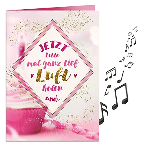 Produktbild bentino XXL Geburtstagskarte mit Sound & Licht zum Auspusten – Interaktive Musikkarte & Originelle Geschenkidee für Frauen & Mädchen – Große A4 Riesenkarte inkl. Musik „Celebration“