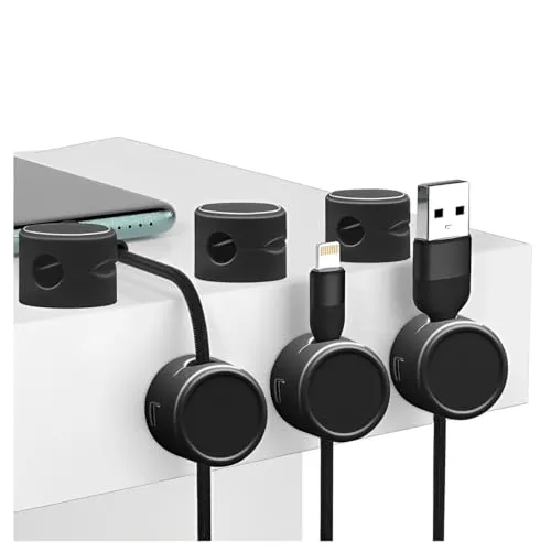 6Stück Kabelhalter Kabelclips, Kabel-Ordnungs-Clips, Telefon-Ladekabelhalter, stark klebender Kabel-Organizer für den Schreibtisch, Nachttisch, Ladekabel, HDMI, USB, Audiokabel, Büro, Zuhause(Schwarz)