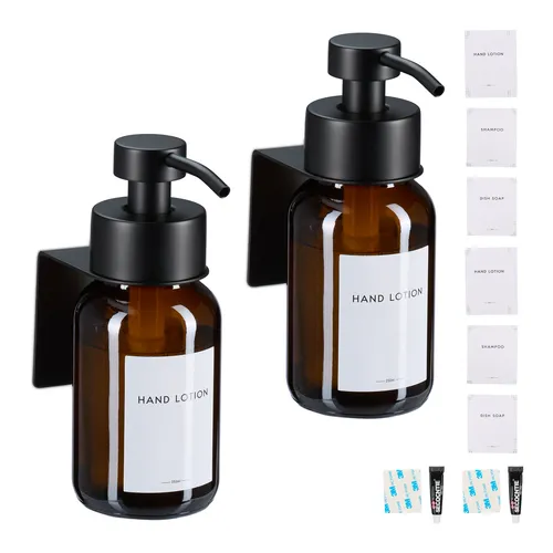 relaxdays Seifenspender zur Wandbefestigung, 2er Pack in braun von Relaxdays