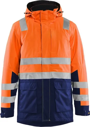 High Vis Winterparka 4495 von Blakläder - Orange/Marineblau 4XL - Arbeits- & Schutzkleidung mit maximaler Sichtbarkeit und Wärme, wind- und wasserfest, ideal für harte Arbeitsbedingungen.