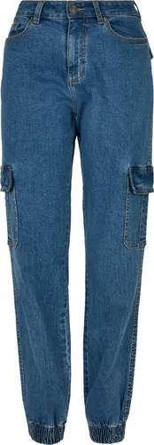 Urban Classics Damen TB4797 - Organic Stretch Denim Cargo Pants - Stylische Jeans-Cargo-Hose aus Bio-Baumwolle mit hohem Bund und elastischen Beinenden, ideal für einen lässigen Look und hohen Tragekomfort.