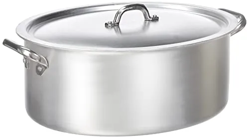 Pentole Agnelli Kochtopf oval mit Deckel, aus Aluminium, mit 2 Griffen aus Edelstahl, Silber 34x23x14 cm Silber/schwarz
