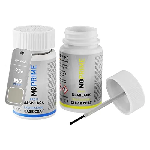 MG PRIME Autolack Lackstift Set für Volvo 726 Birch Light Metallic Basislack Klarlack je 50ml
