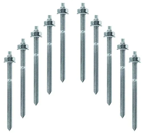 Isolbau Ankerstangen - Gewindestange M12 x 160 mm - Verbundanker verzinkt mit Mutter & Unterlegscheibe - 10 Stück