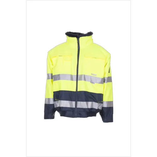 Planam Warnschutz Comfortjacke gelb/marine Gr. 5XL - Schutzjacke aus 100% Polyester, PU-beschichtet, ideal für Sichtbarkeit und Sicherheit bei der Arbeit, perfekt für Bau und Industrie.