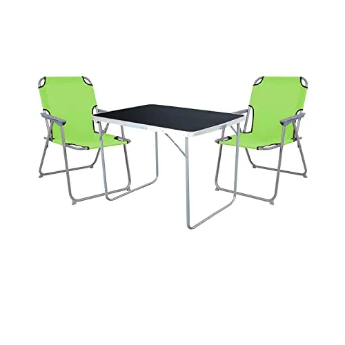 Mojawo 3-TLG. Camping Set mit Klappstuhl und Tisch - Praktisches Camping-Set mit klappbarem Tisch und 2 Stühlen, ideal für Outdoor-Aktivitäten und Festivals. Pflegeleicht und platzsparend, perfekt für jeden Campingurlaub!