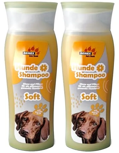 Hunde Shampoo Soft mit Kamille Duft, besonders mild, Glanz und Pflege für das Fell (2 Flaschen - 600 ml)