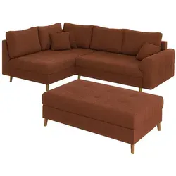 S-Style Möbel Ecksofa Zara mit Hocker und Schlaffunktion in rot von S-Style Möbel