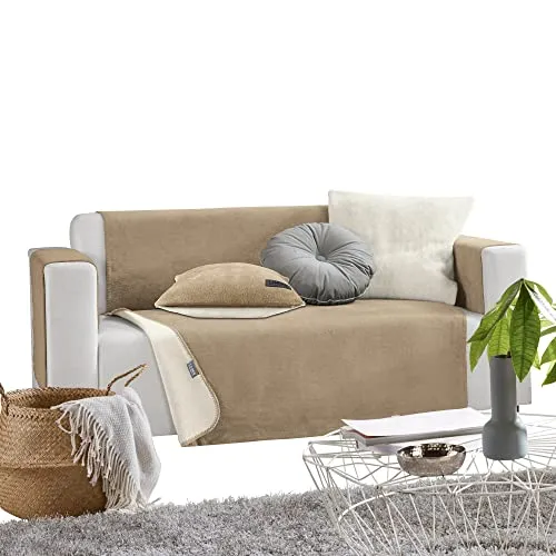 Looks by Wolfgang Joop Sessel- und Sofaschoner Natur/Beige 100x200 cm - Sesselüberwurf im stilvollen Uni Design, aus hochwertigem Material für einfachen Pflegekomfort: maschinenwaschbar und trocknergeeignet.