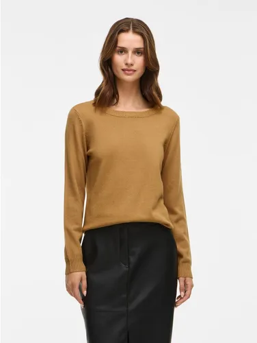 VILA VIRIL O-NECK L/S KNIT TOP - NOOS Damen Rundhalspullover - Stylischer Damen-Pullover von VILA in bistre detail: schwarz melange. Aus weichem Feinstrick, pflegeleicht und bequem - ideal für den Alltag!