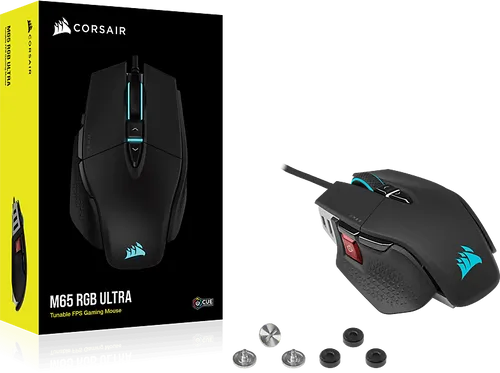 Corsair M65 RGB Ultra - Optische Gaming Maus in Schwarz, 26.000 DPI Sensor, Aluminium-Chassis und RGB-LED-Beleuchtung für präzises Gaming