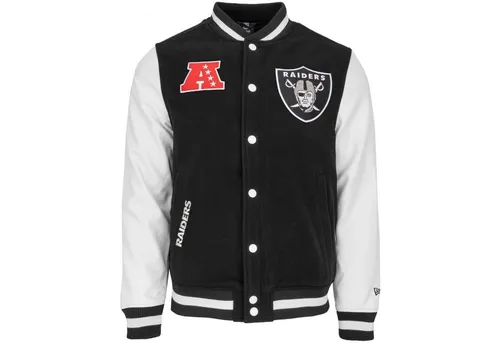 New Era Varsity NFL SIDELINE Jacke - Las Vegas Raiders - Größe M - Stylische Baseball-Jacke für Herren in Schwarz, gefüttert und ideal für die Freizeit. Perfekt für Sportfans und modebewusste Herren!