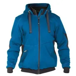 DASSY® Pulse Sweatshirt-Jacke in AZURBLAU/ANTHRAZITGRAU, Gr. L - Arbeits- & Schutzkleidung mit verstärktem Nylon Cordura® und Teddy-Futter, ideal für Veredelungen und geprüfte Schadstofffreiheit nach OEKO-TEX®.