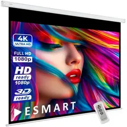 ESMART ESMART Motor Leinwand 120 cm - Hochwertige Motorleinwand in Weiß (4:3) für Wand- und Deckenmontage, ideal für Präsentationen und Heimkino, mit praktischer Steuerung.