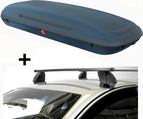 Dachbox VDPCA480 480 Liter carbonlook + Dachträger K1 MEDIUM kompatibel mit für Mazda 3 (BM) (5Türer) ab 14