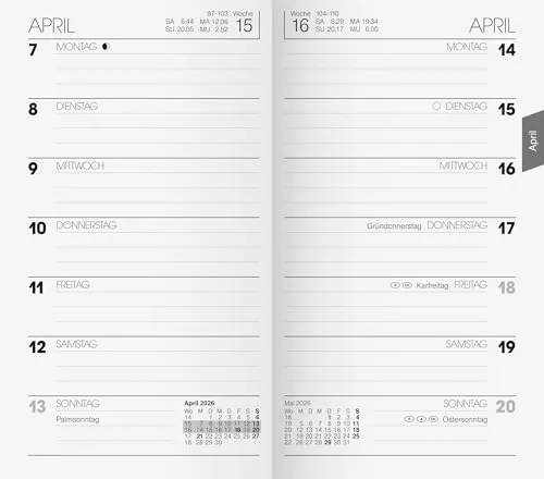 Brunnen Taschenkalender Ersatzkalendarium 2026 von BRUNNEN