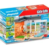PLAYMOBIL City Life 71328 - Anbau Turnhalle mit Basketballkorb und Fußballtor, fördert kreatives Spielvergnügen und motorische Fähigkeiten ab 4 Jahren