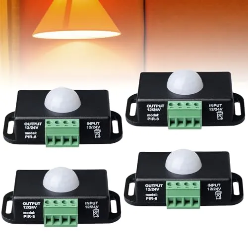 Bewegungsmelder Schalter, DC 12V 6A Bewegungsmelder Körper Infrarot Bewegung PIR Sensor Bewegungssensor Schalter Automatische Drahtlose Glühbirnen Dimmer für LED Streifen Glühbirnen Sicherheit 4 x