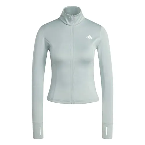 adidas Optime Essentials Trainingsjacke grün S (34/36) - Sportliche Trainingsjacke aus 89% recyceltem Polyester und 11% Elasthan, ideal für Tennis und aktive Freizeitgestaltung, bietet optimalen Komfort und Bewegungsfreiheit.