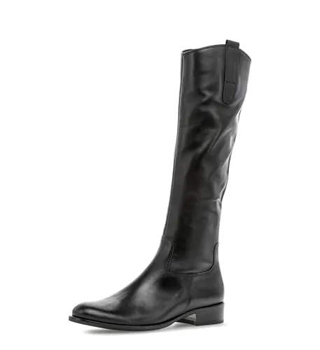 Gabor Langschaft Stiefel Schwarz 41⁄2 - Stilvoller Langschaftstiefel aus feinstem Glattleder, perfekt für Herbst und Winter. Der schmale Schaft (42 cm) und das austauschbare Fußbett bieten optimalen Komfort.